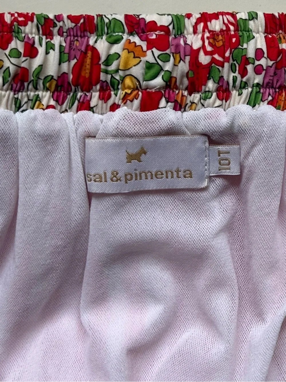 Sal & Pimenta Boys Swim Trunks - Red Stripes Liberty Floral Waistband - Size 10